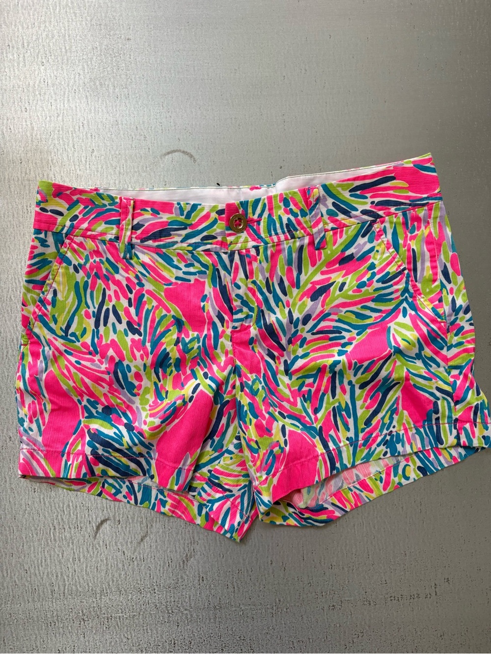 Lilly Pulitzer Neon Pink Multi Tropical Print Bermuda Shorts